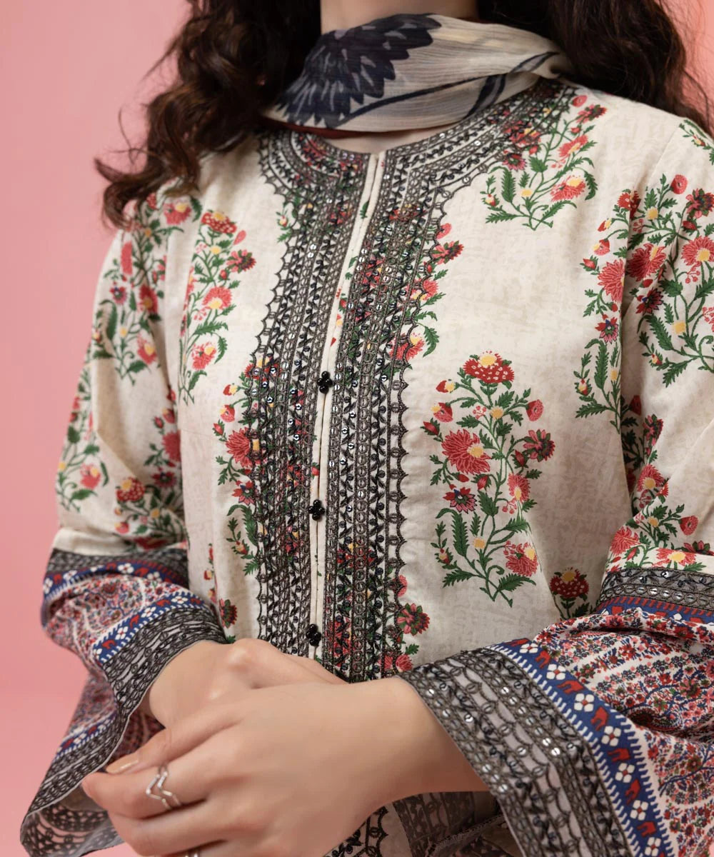 Multi Embroidered Cambric Suit