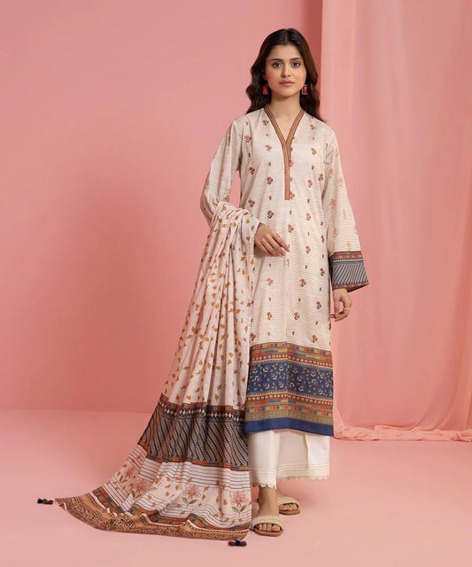 Off White Embroidered Lawn Suit