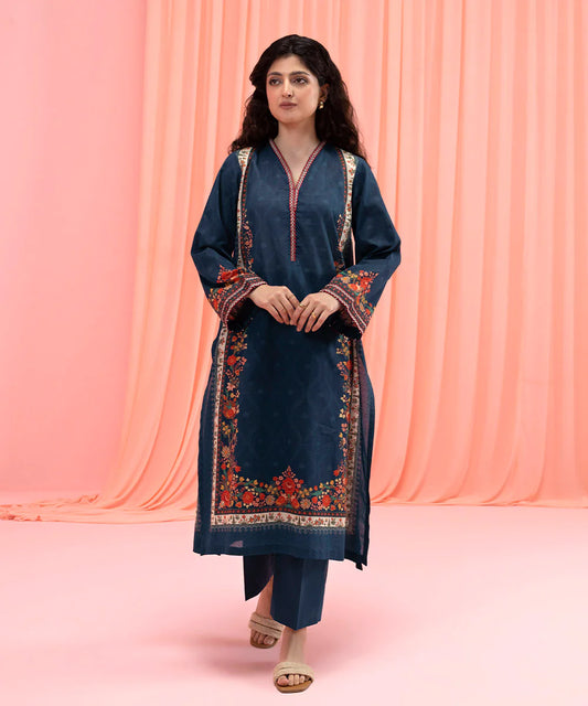 Blue Embroidered Lawn Shirt with Trouser