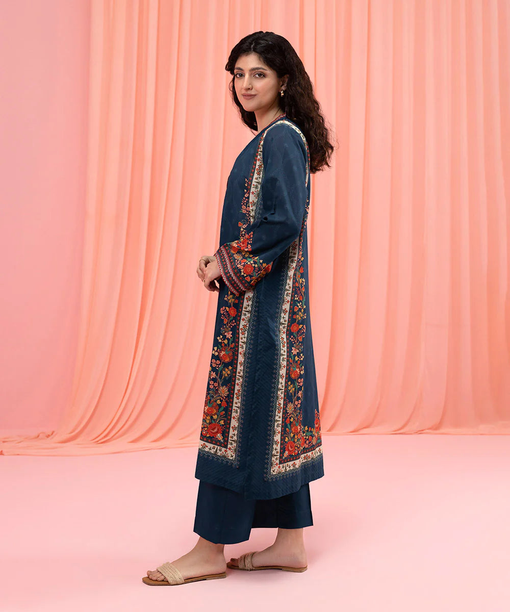 Blue Embroidered Lawn Shirt with Trouser