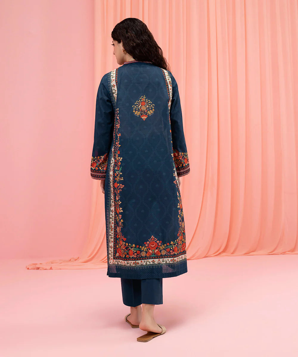 Blue Embroidered Lawn Shirt with Trouser