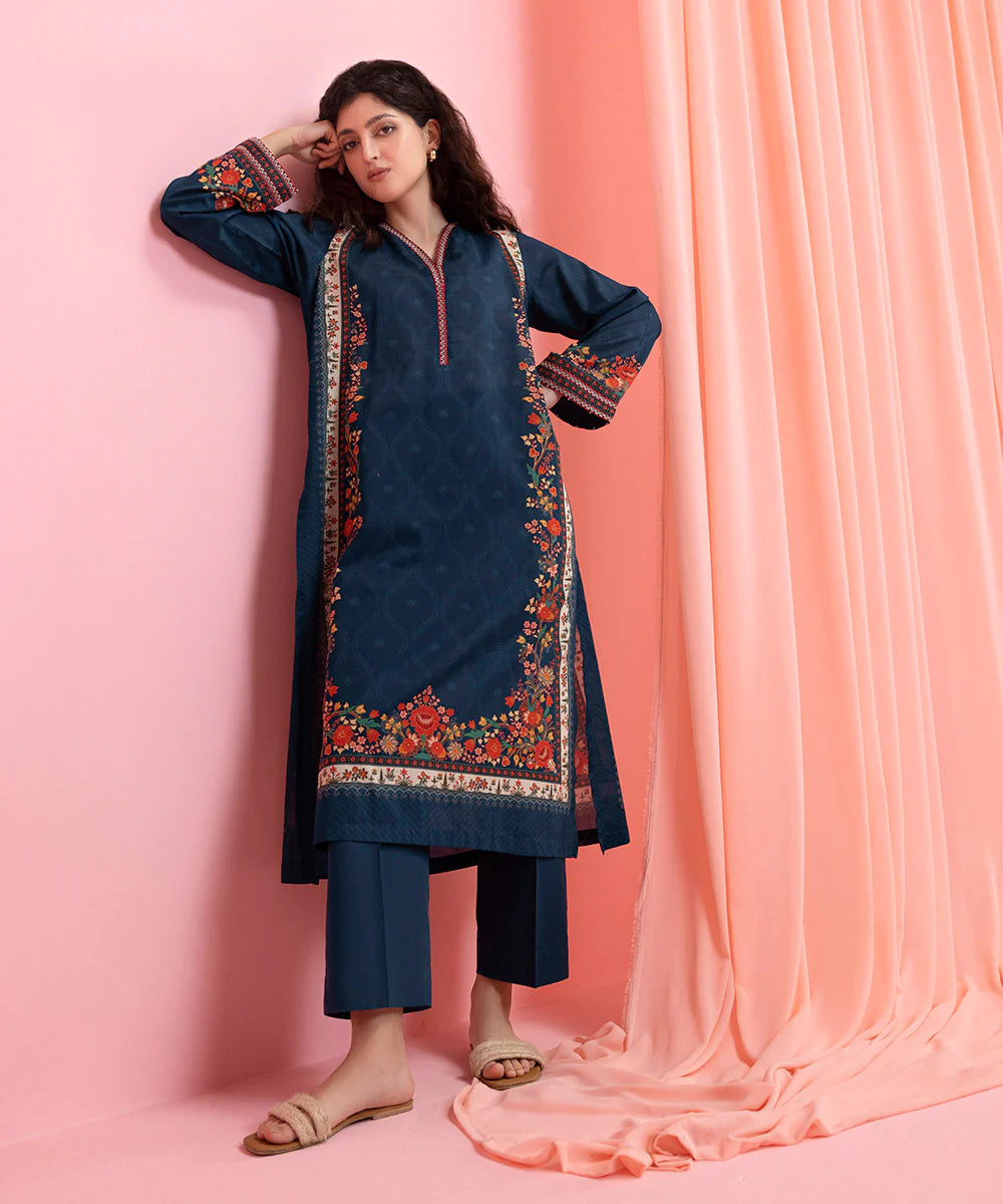 Blue Embroidered Lawn Shirt with Trouser