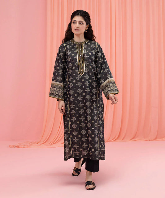Black Embroidered Lawn Shirt