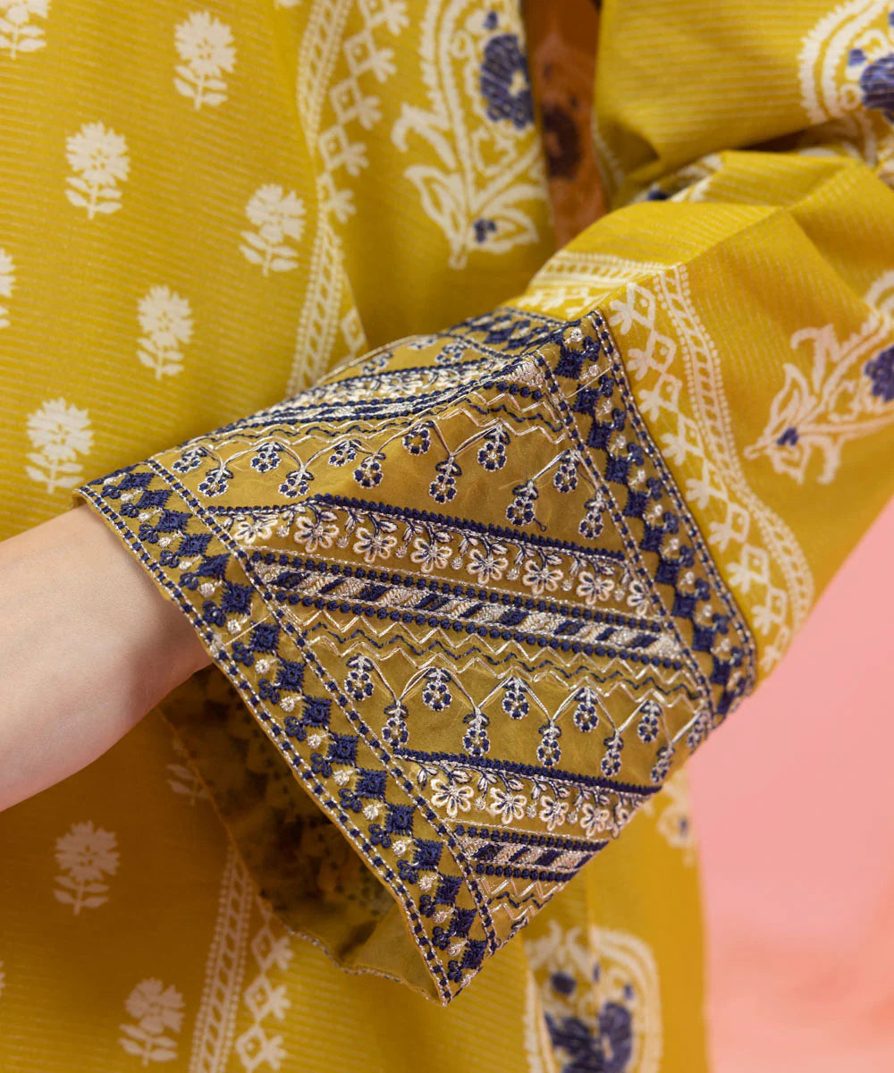 Mustard Embroidered Lawn Shirt
