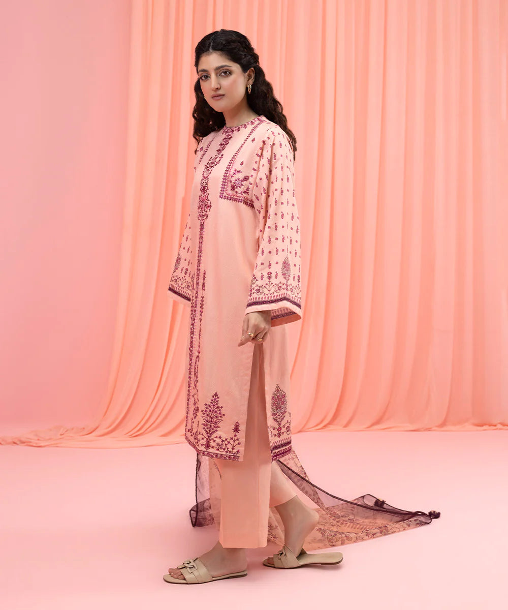 Pink Embroidered Suit