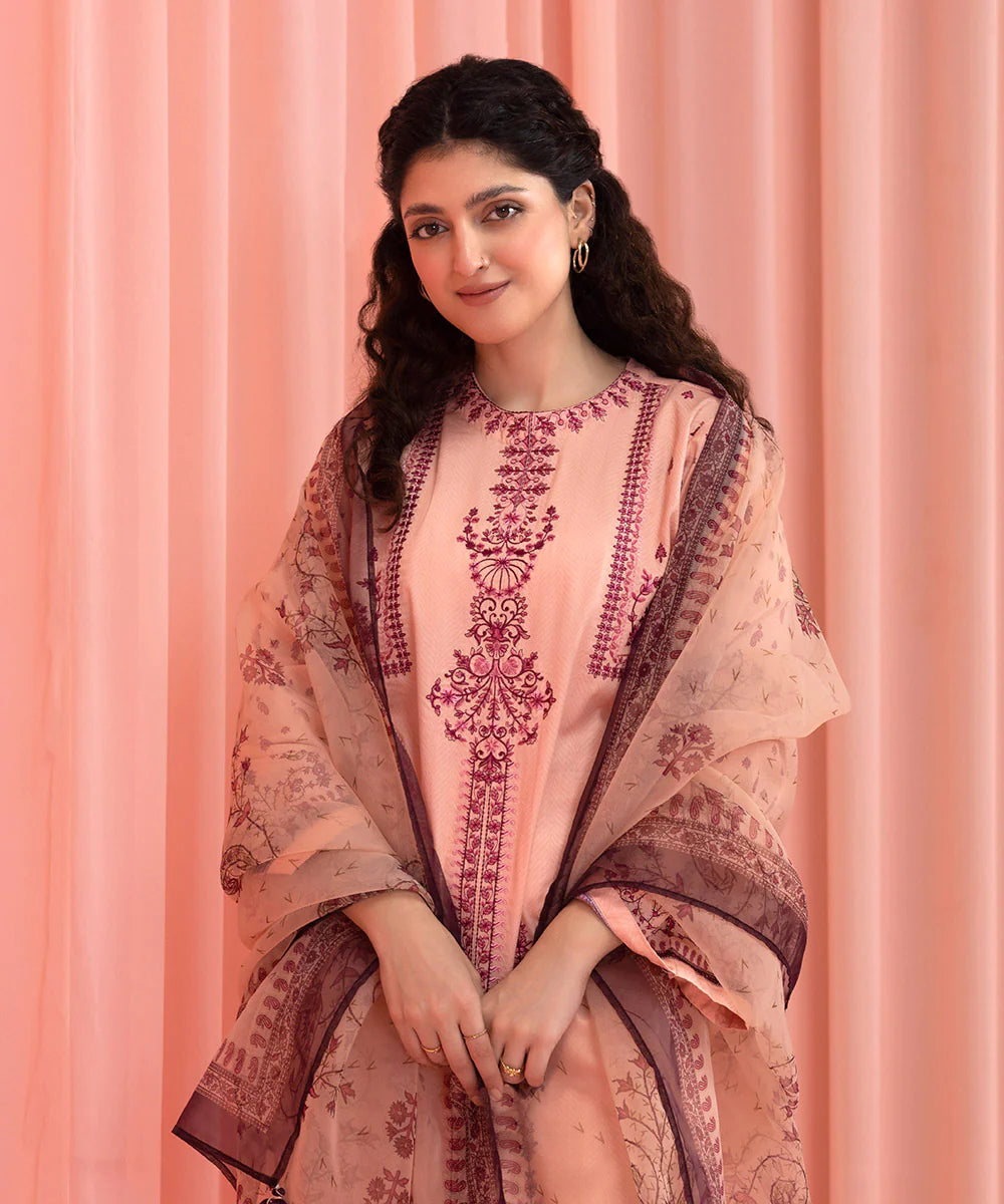 Pink Embroidered Suit