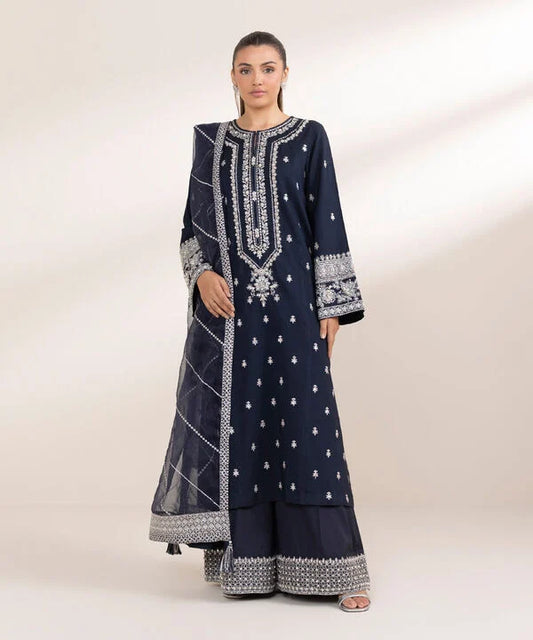 Embroidered Raw Silk Suit
