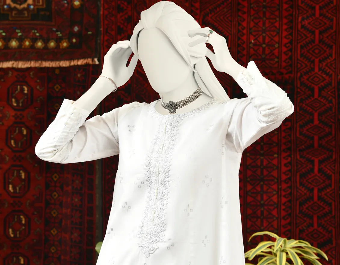 White embroidered lawn shirt