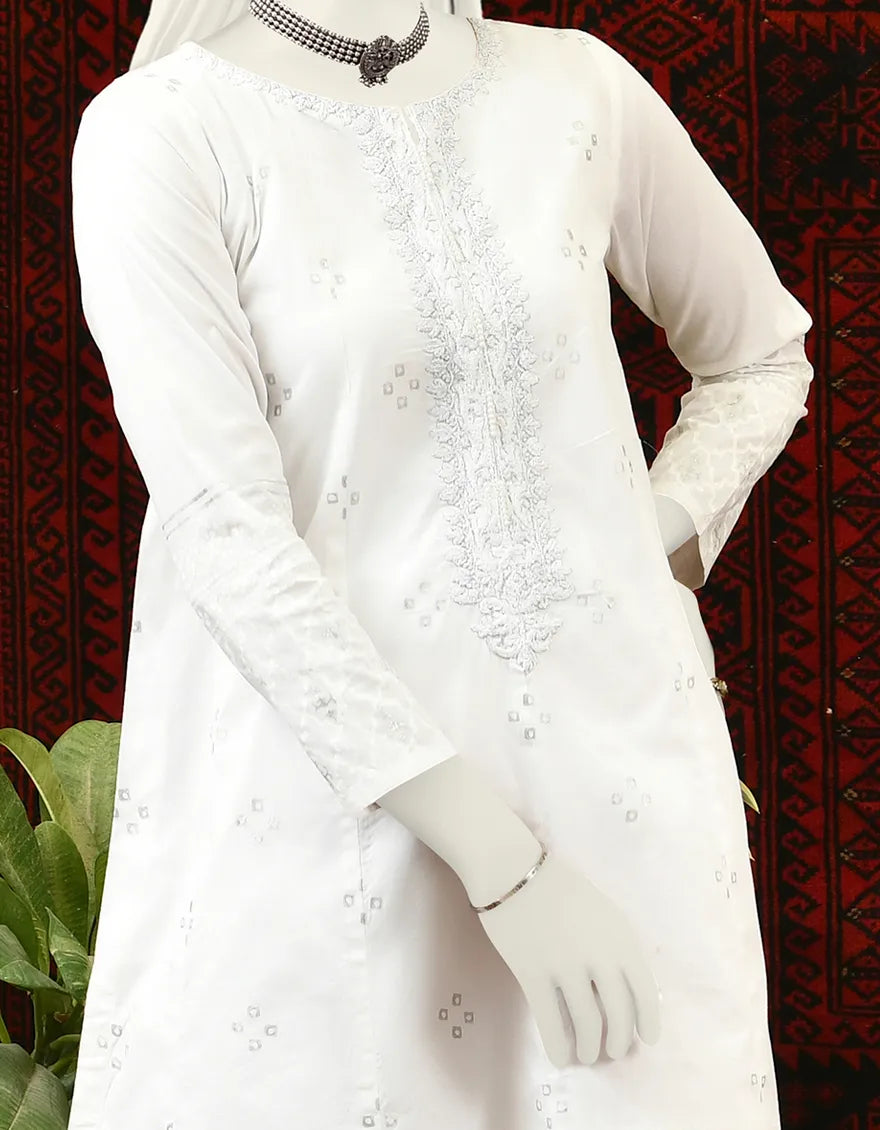 White embroidered lawn shirt