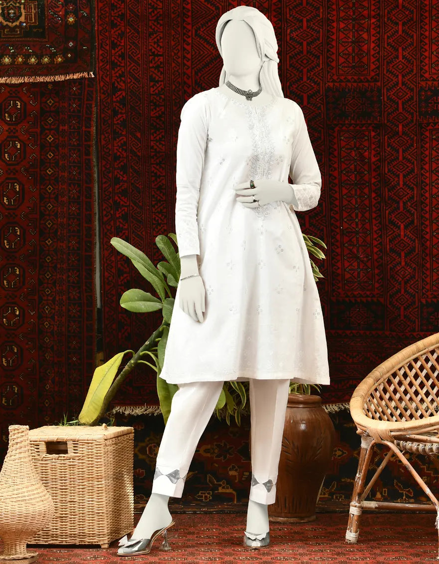 White embroidered lawn shirt