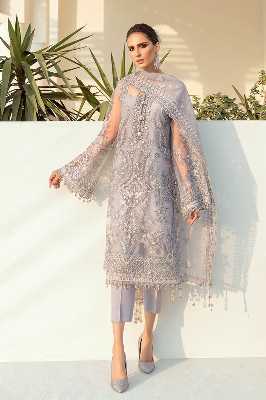 Lilac Embroidered Net Suit