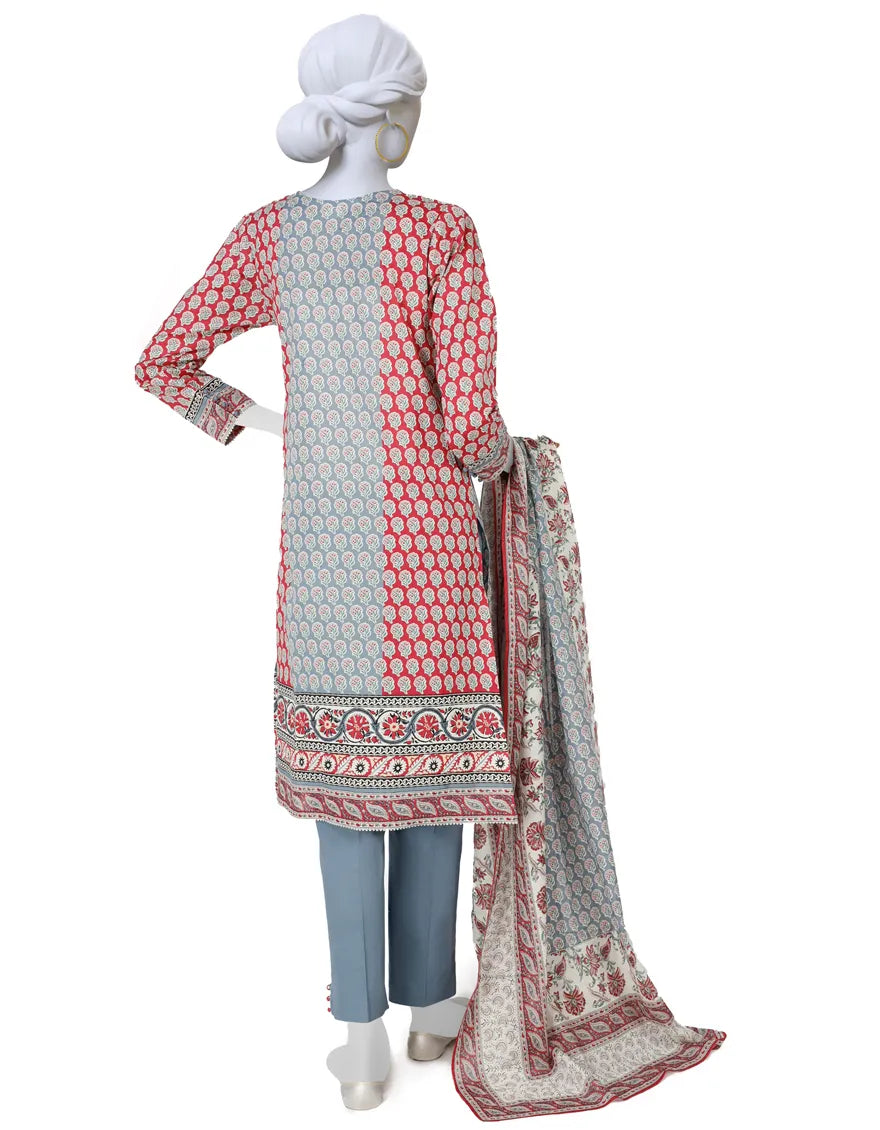 Blue printed lawn suit