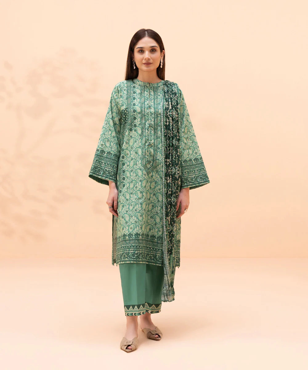 Teal Digital Printed Lawn Suit