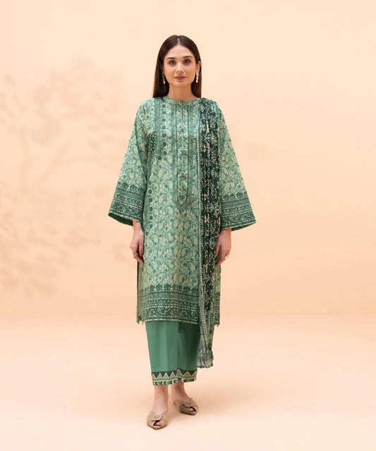 Teal Digital Printed Lawn Suit