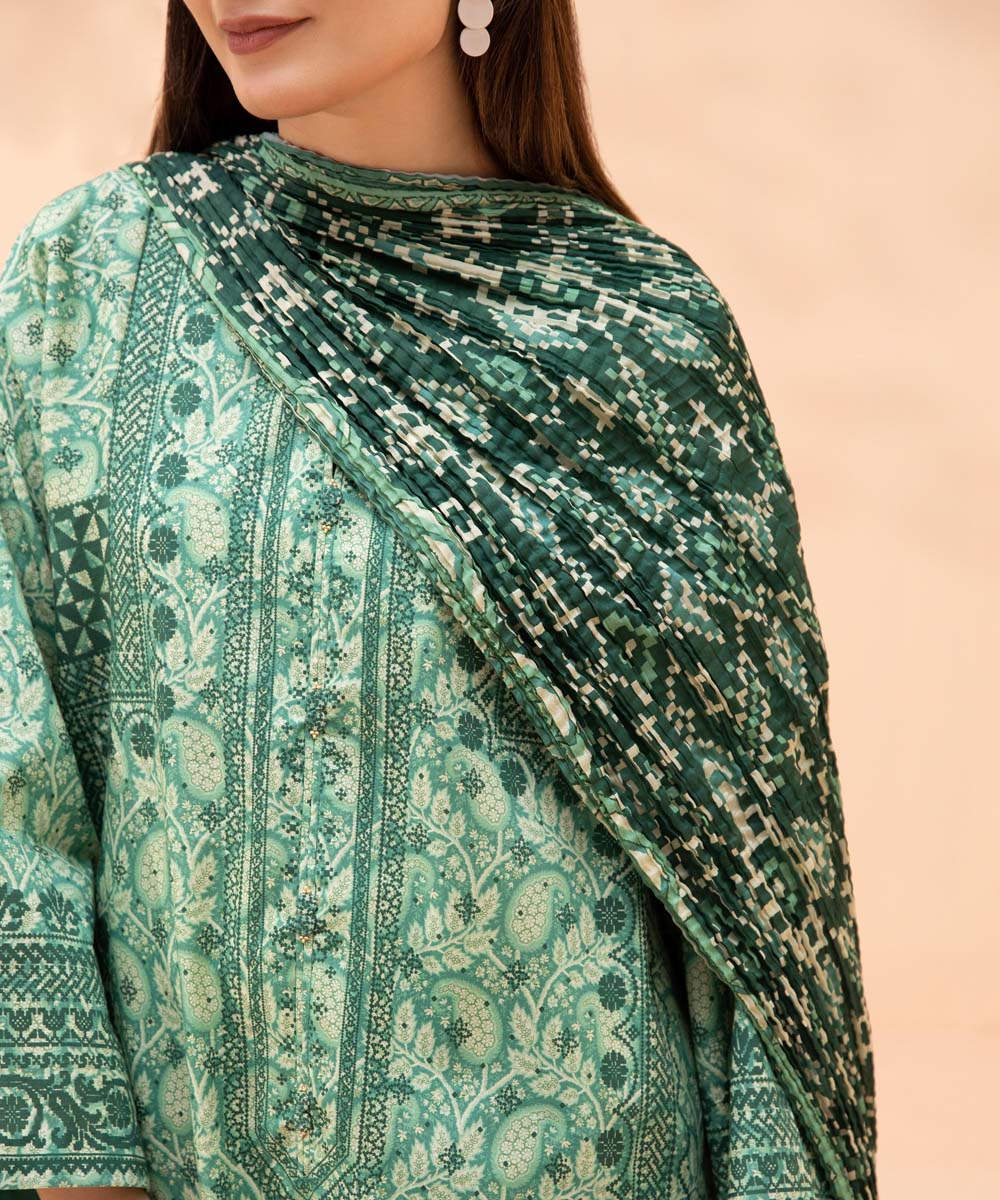 Teal Digital Printed Lawn Suit