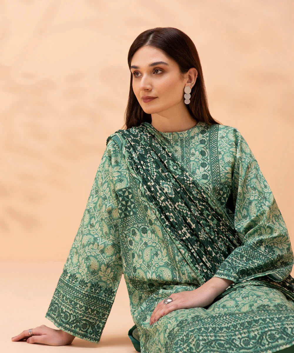 Teal Digital Printed Lawn Suit