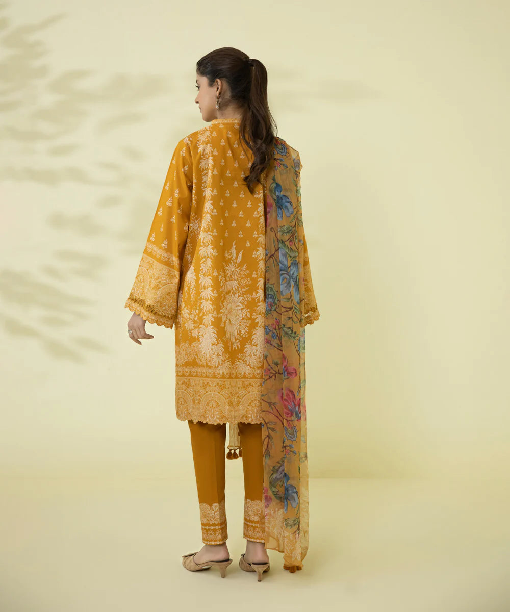 Honey Yellow Printed Lawn Suit