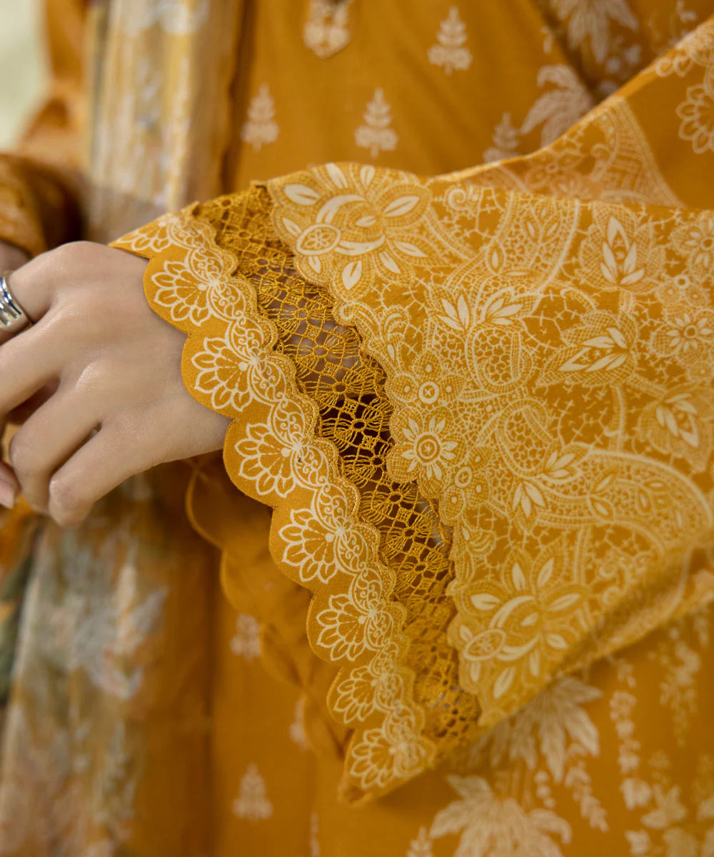 Honey Yellow Printed Lawn Suit