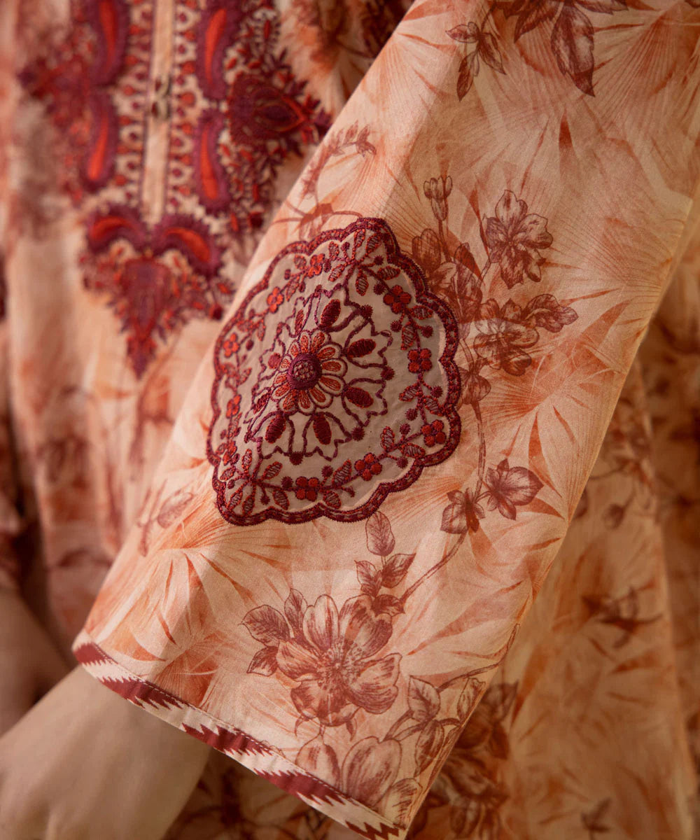 Salmon Pink Embroidered Lawn Suit