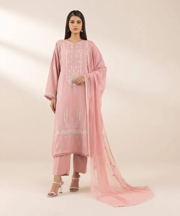 Embroidered Cotton Viscose Suit