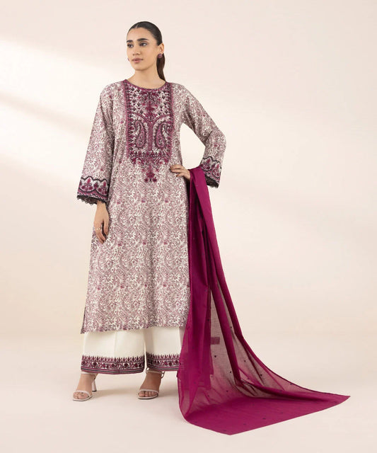 Purple Embroidered Lawn Suit