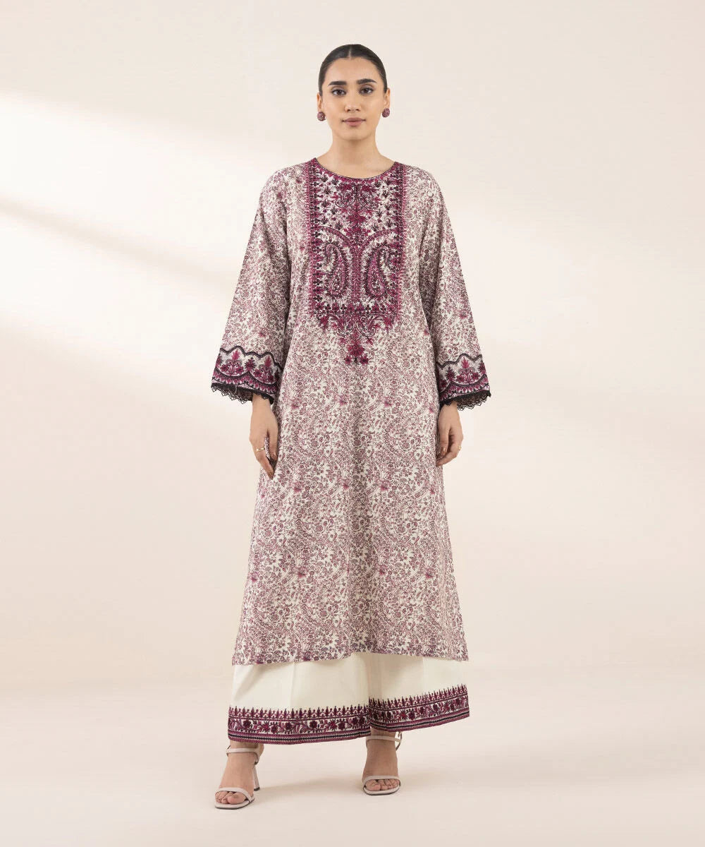 Purple Embroidered Lawn Suit