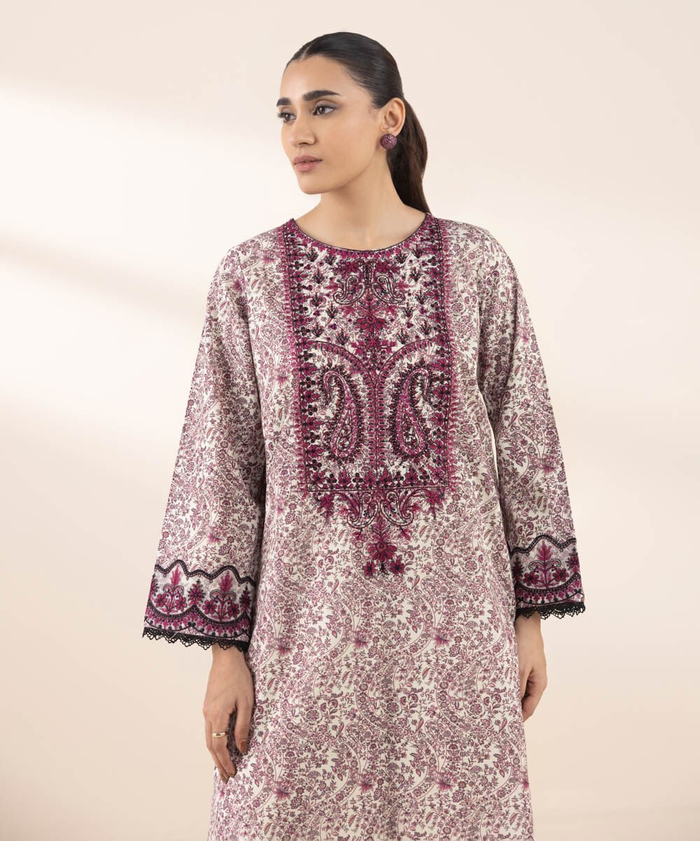 Purple Embroidered Lawn Suit