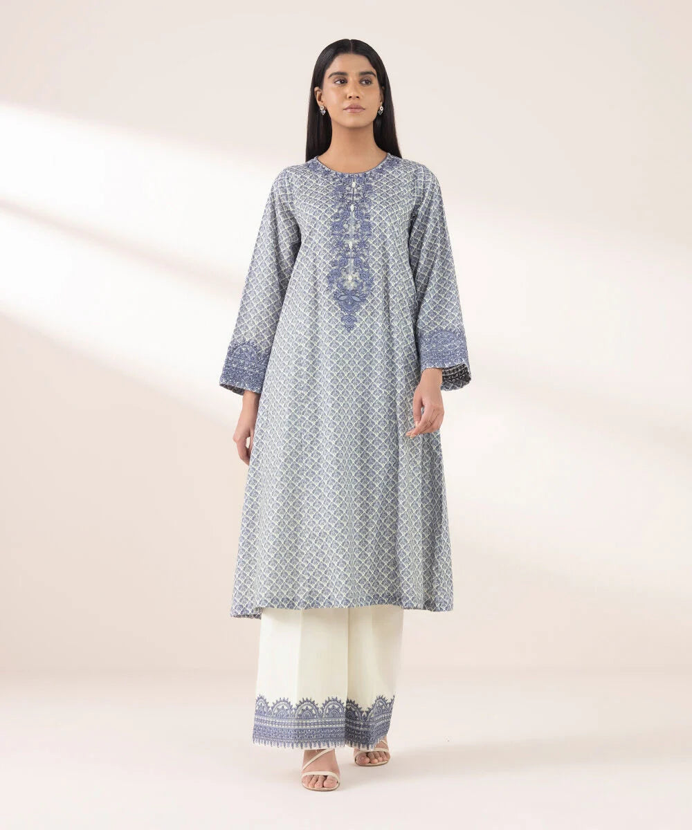 Blue Embroidered Lawn Suit