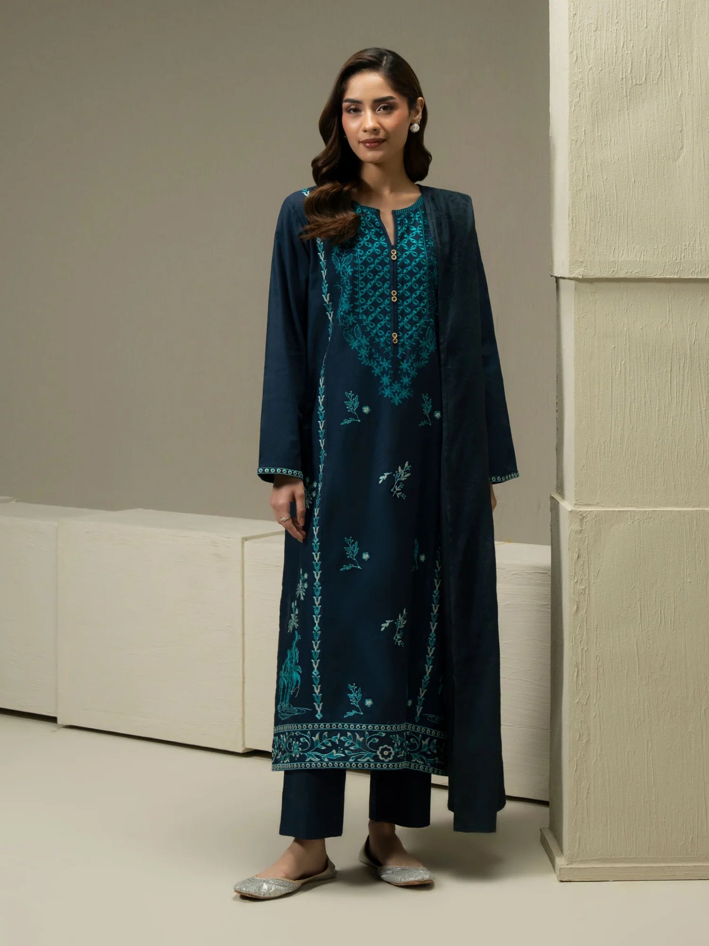 Embroidered Khaddar Suit