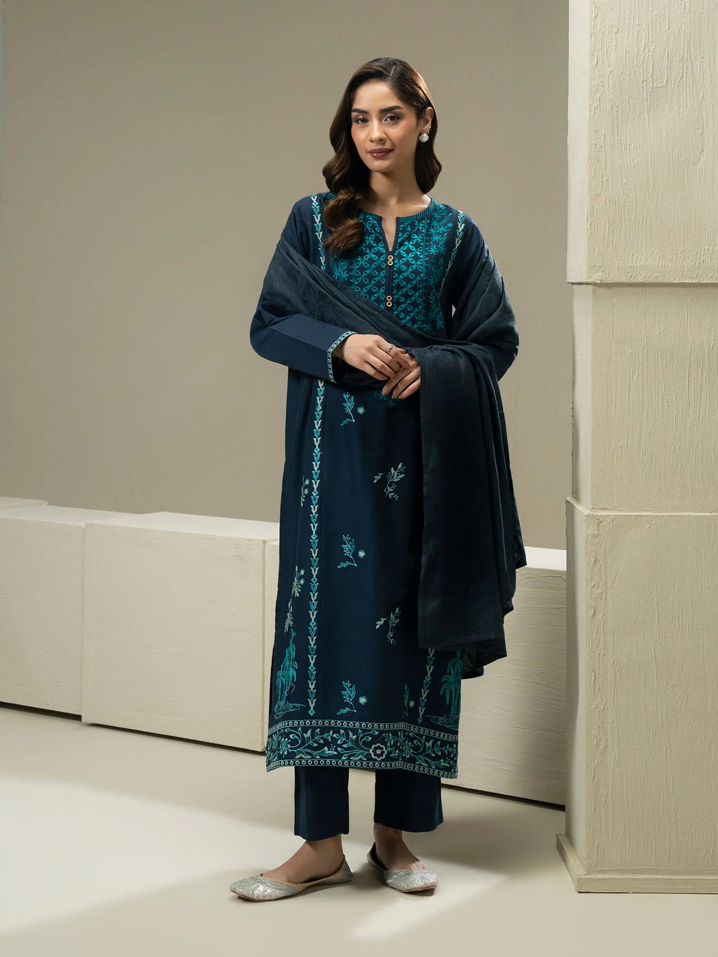 Embroidered Khaddar Suit