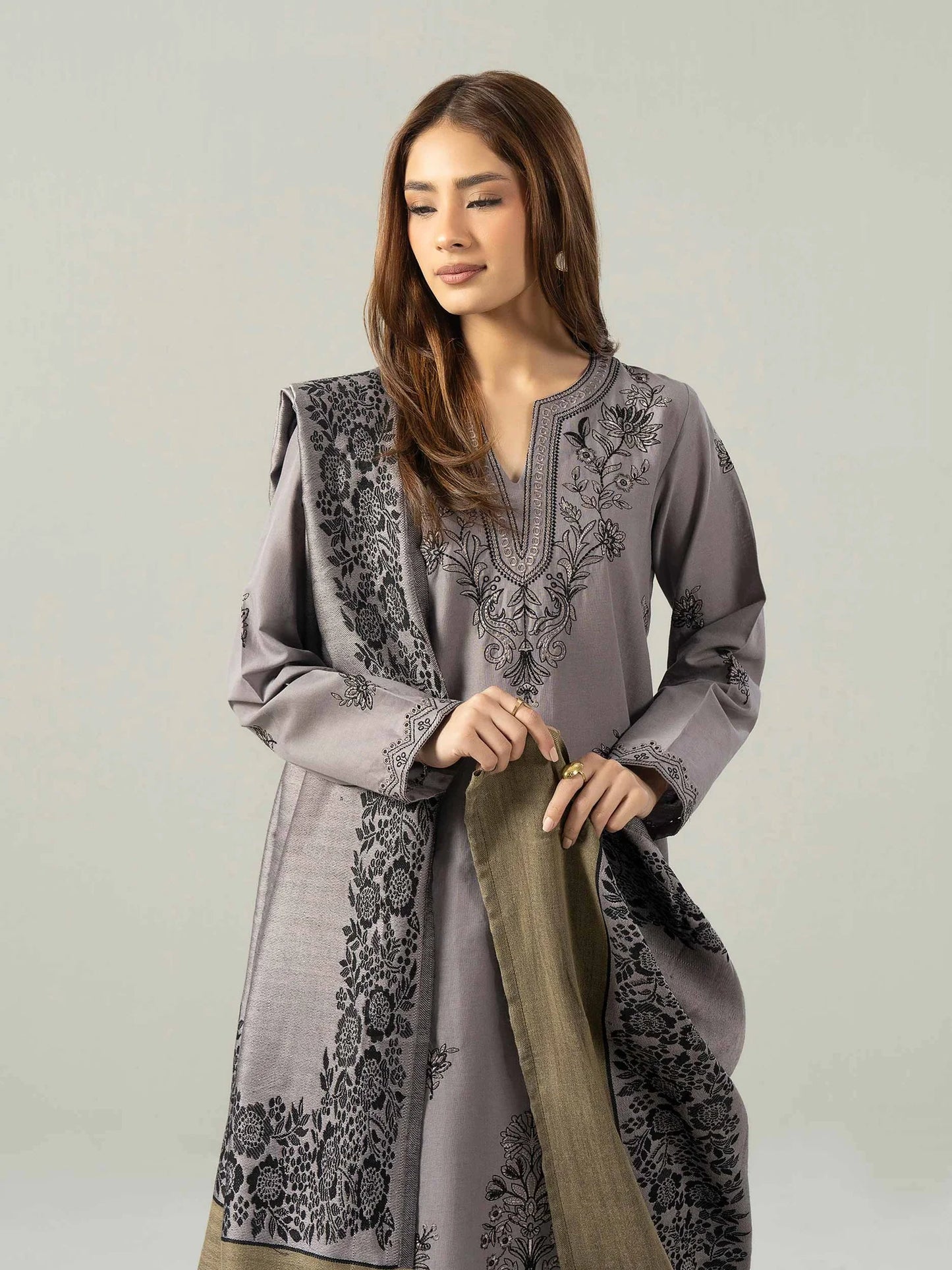 Embroidered Khaddar Suit