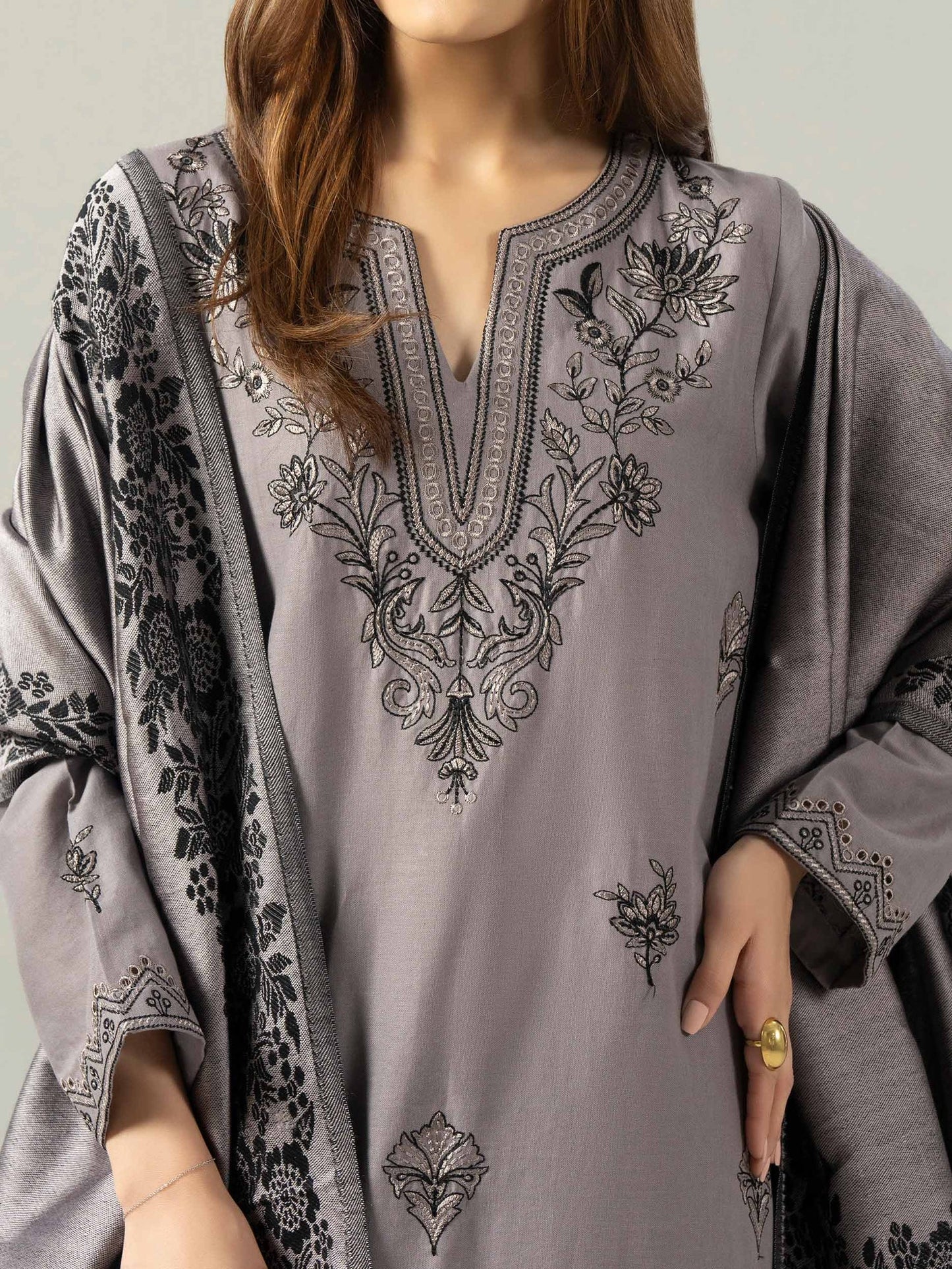 Embroidered Khaddar Suit