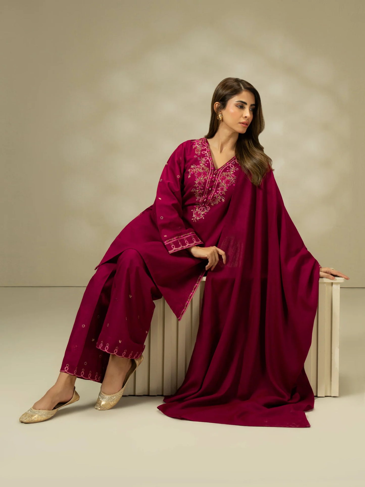 Embroidered Khaddar Suit