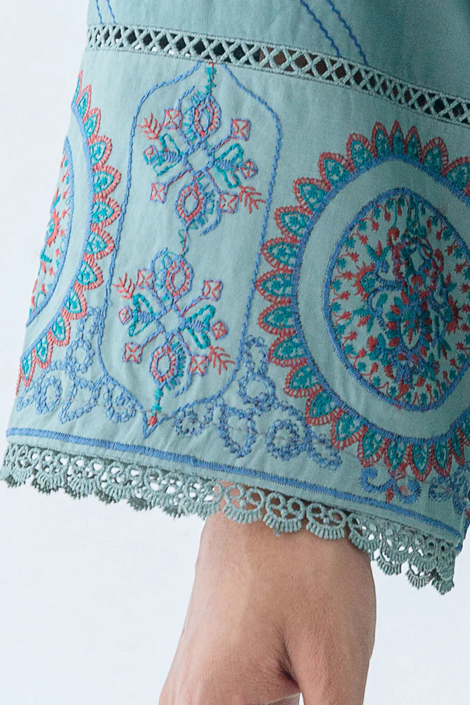 Starlight Blue Embroidered Cambric Suit