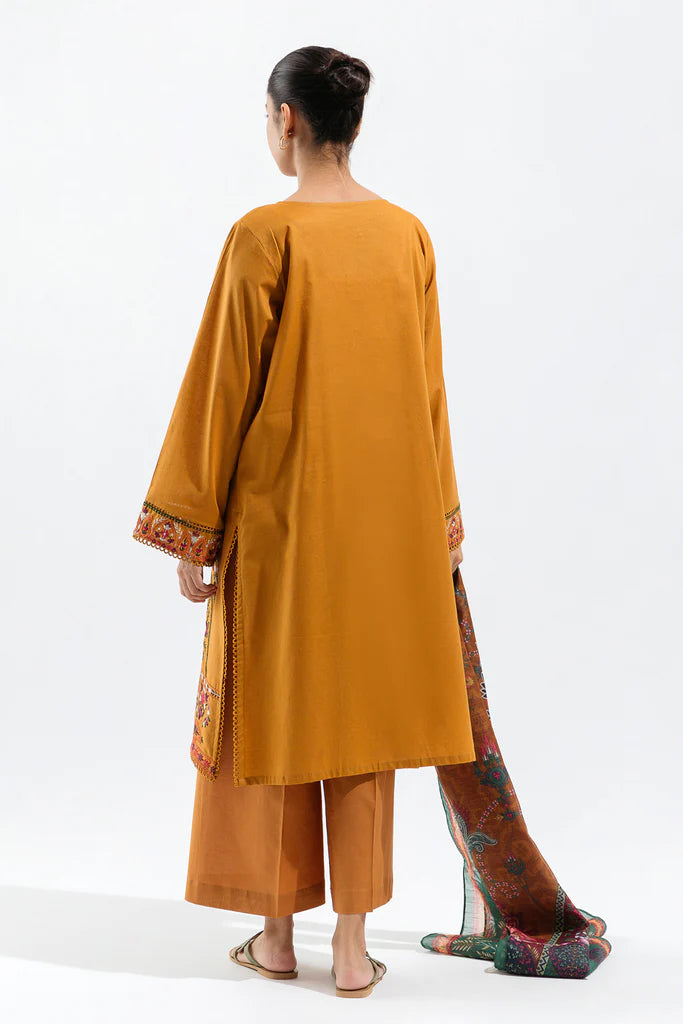 Mustard Embroidered Multi Naps Suit