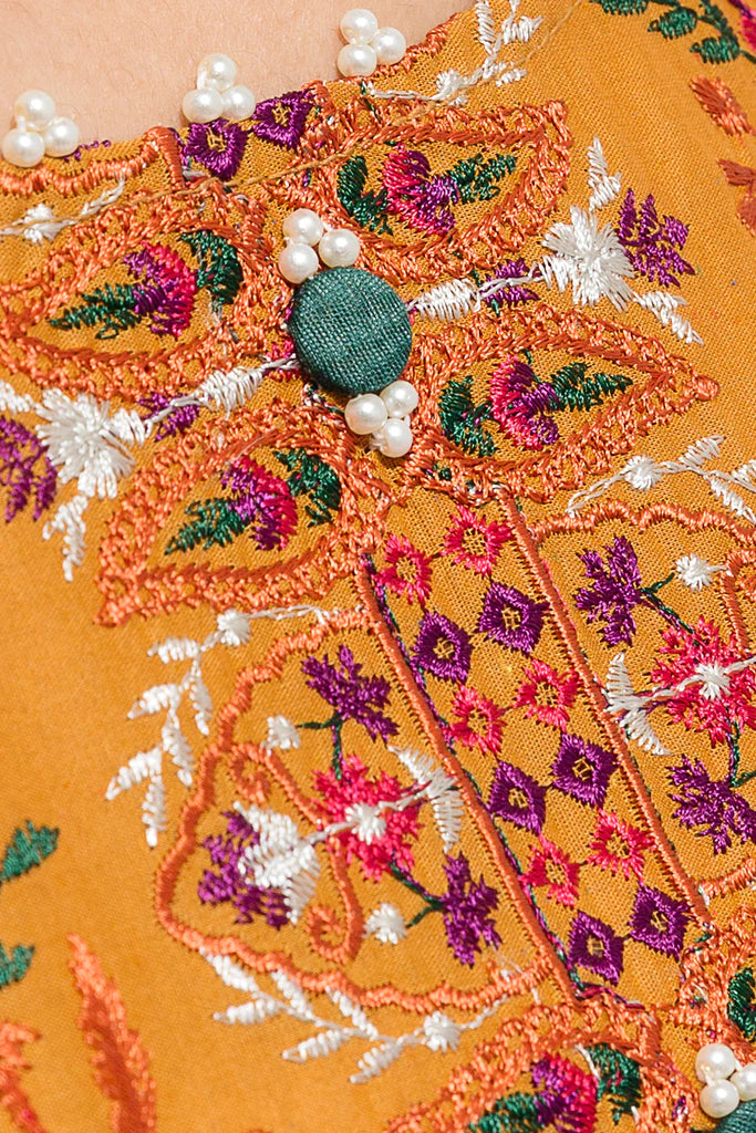 Mustard Embroidered Multi Naps Suit