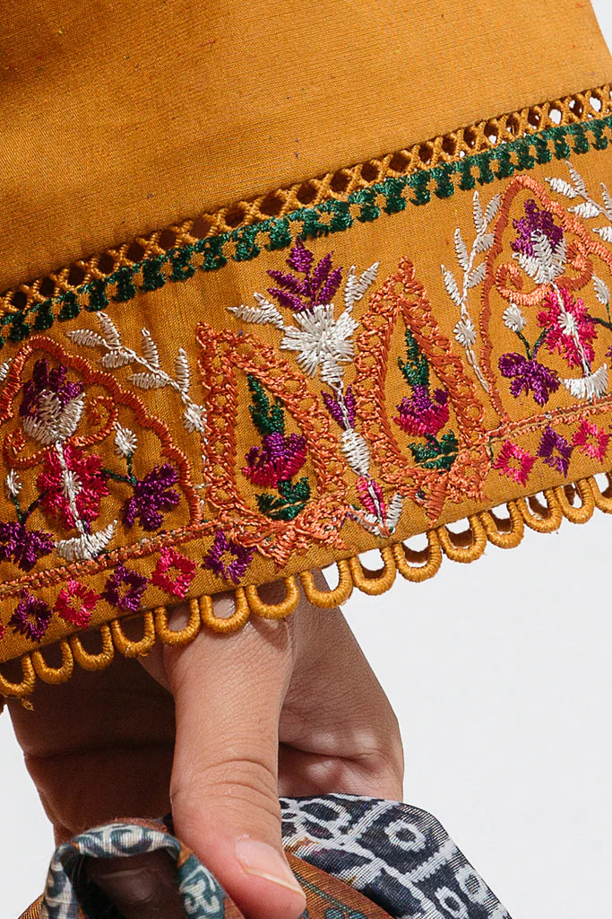 Mustard Embroidered Multi Naps Suit
