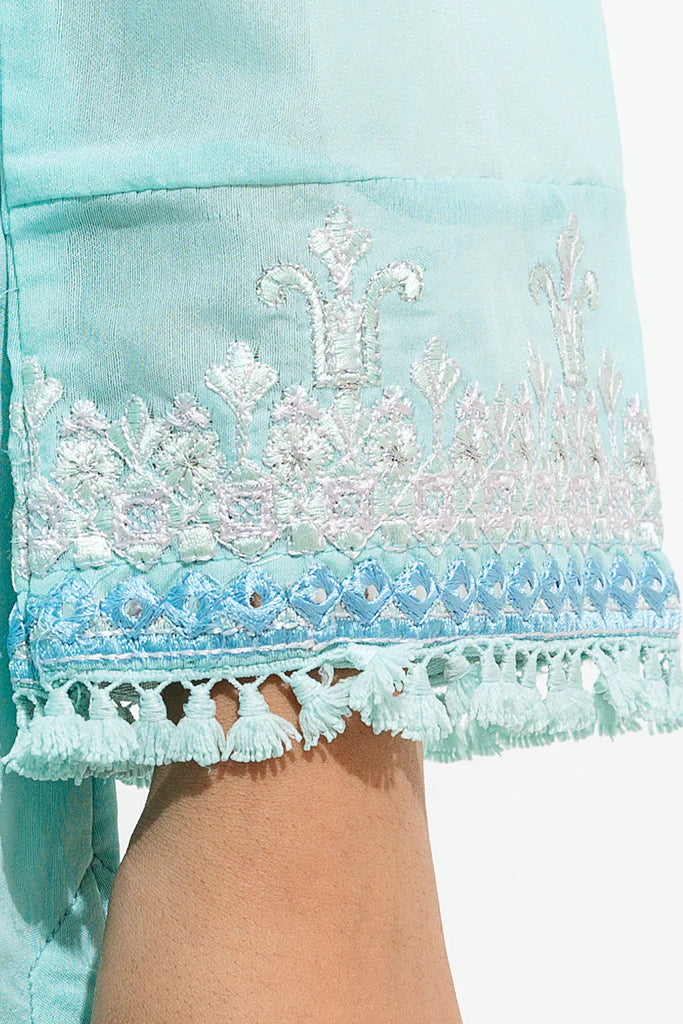 Blue Embroidered Cotton Shirt