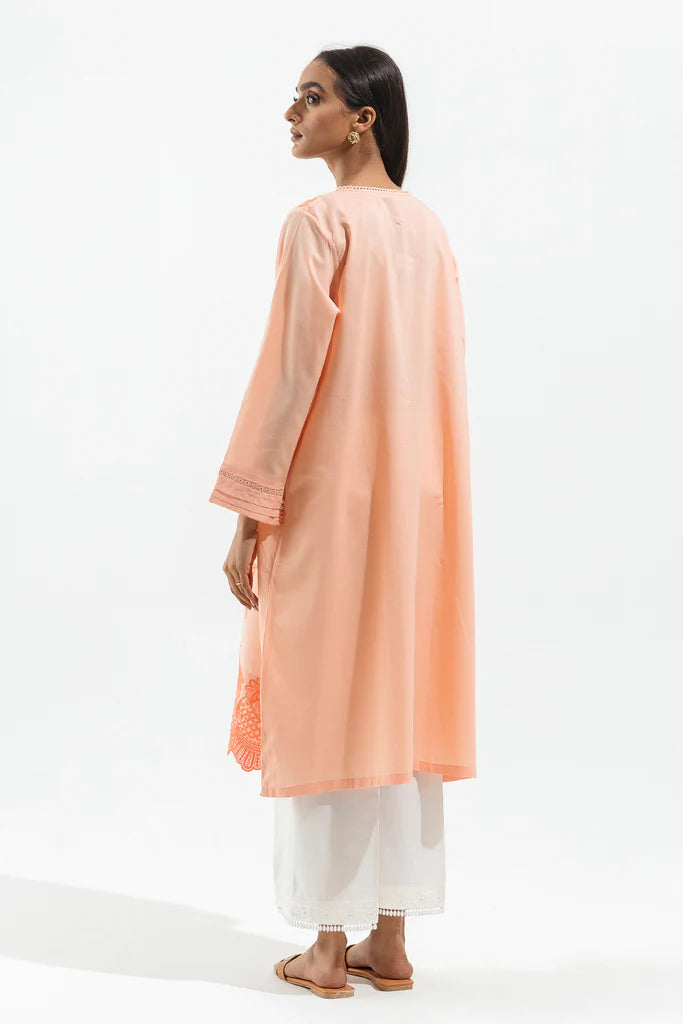 Peach Embroidered Lawn Shirt