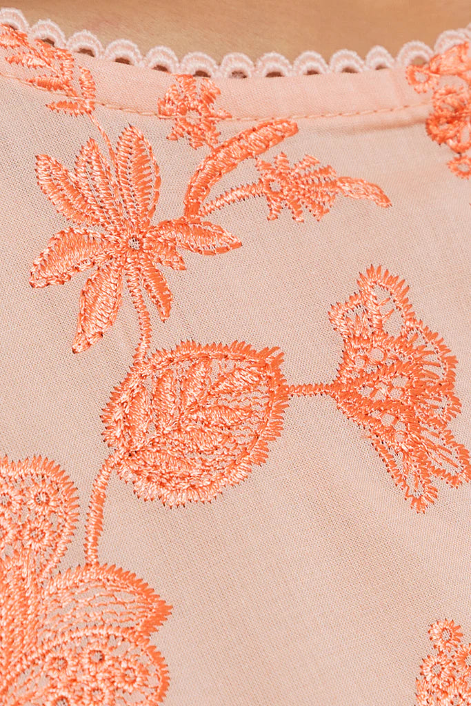 Peach Embroidered Lawn Shirt