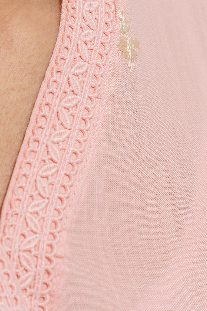 Pink Embroidered Cotton Kurta