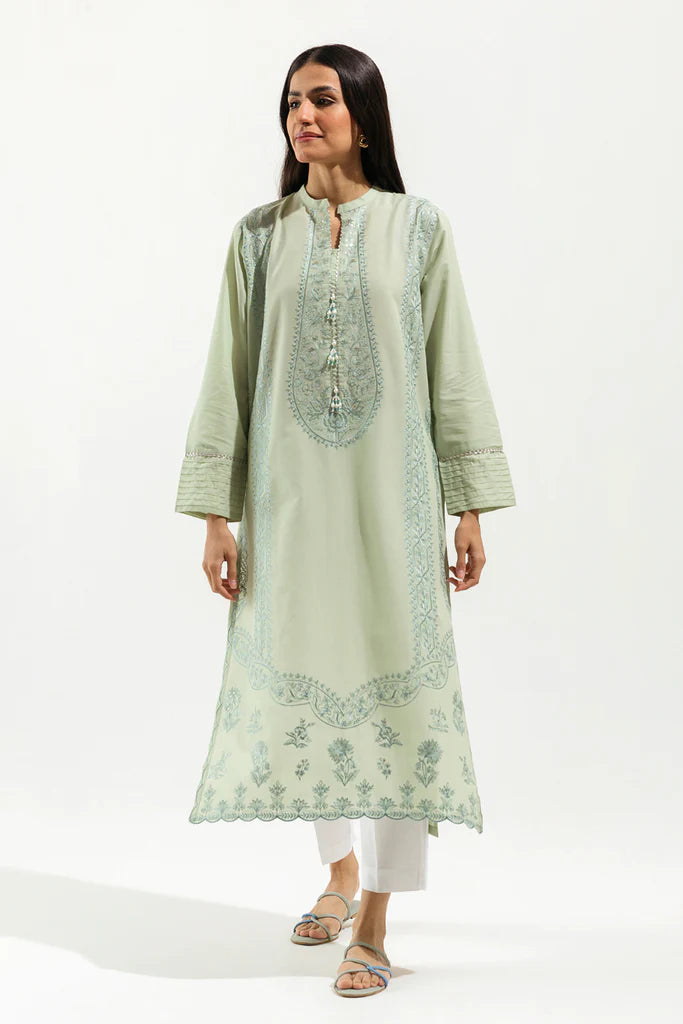 Green Embroidered Lawn Kurta