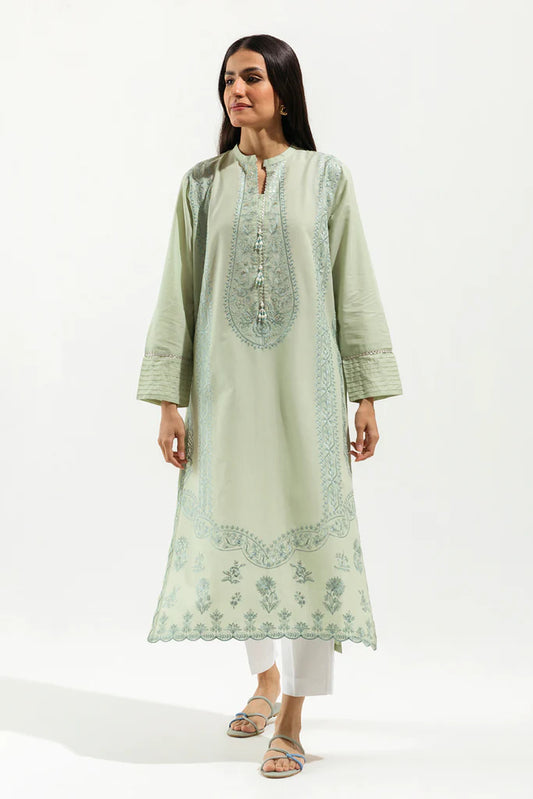 Green Embroidered Lawn Kurta