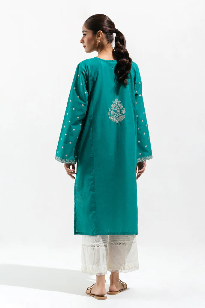 Aqua Embroidered Lawn Shirt