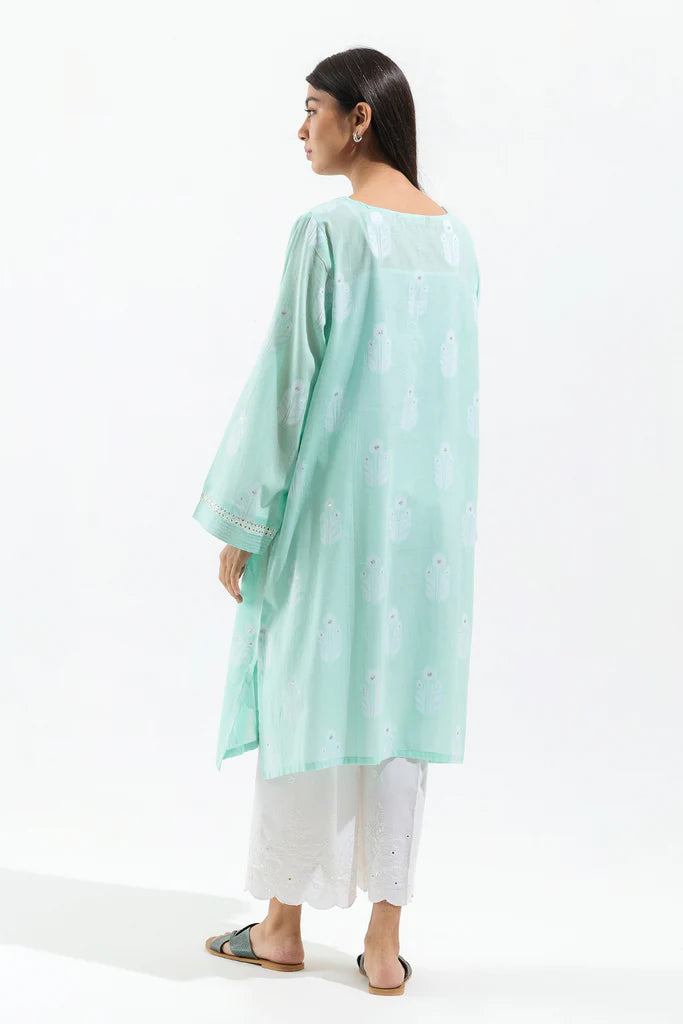 Aqua Embroidered Lawn Shirt