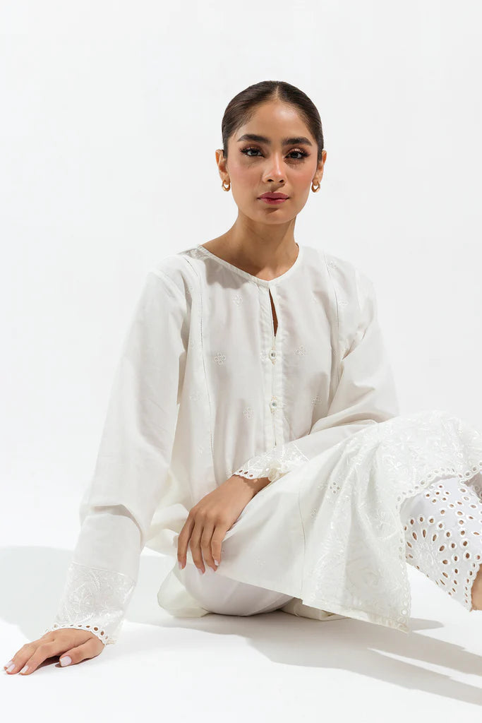 White Embroidered Lawn Shirt