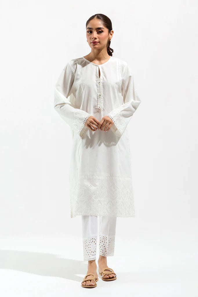 White Embroidered Lawn Shirt