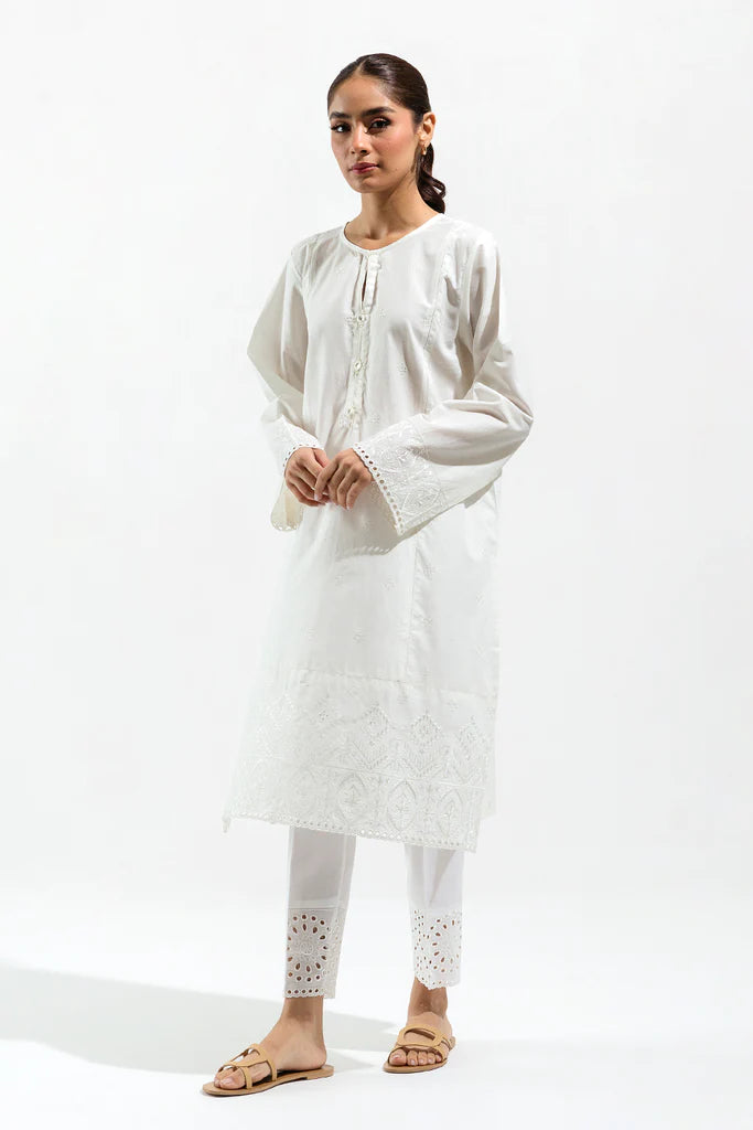 White Embroidered Lawn Shirt