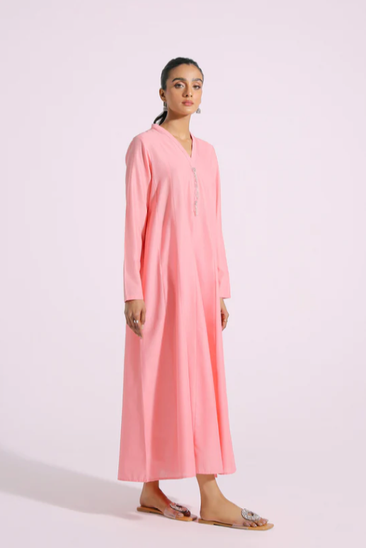 Pink yarn dyed frock