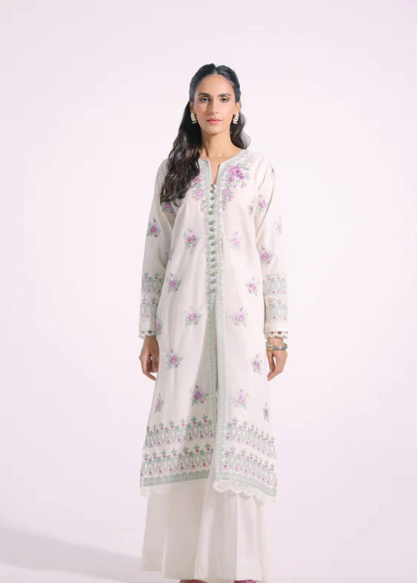 White embroidered lawn suit